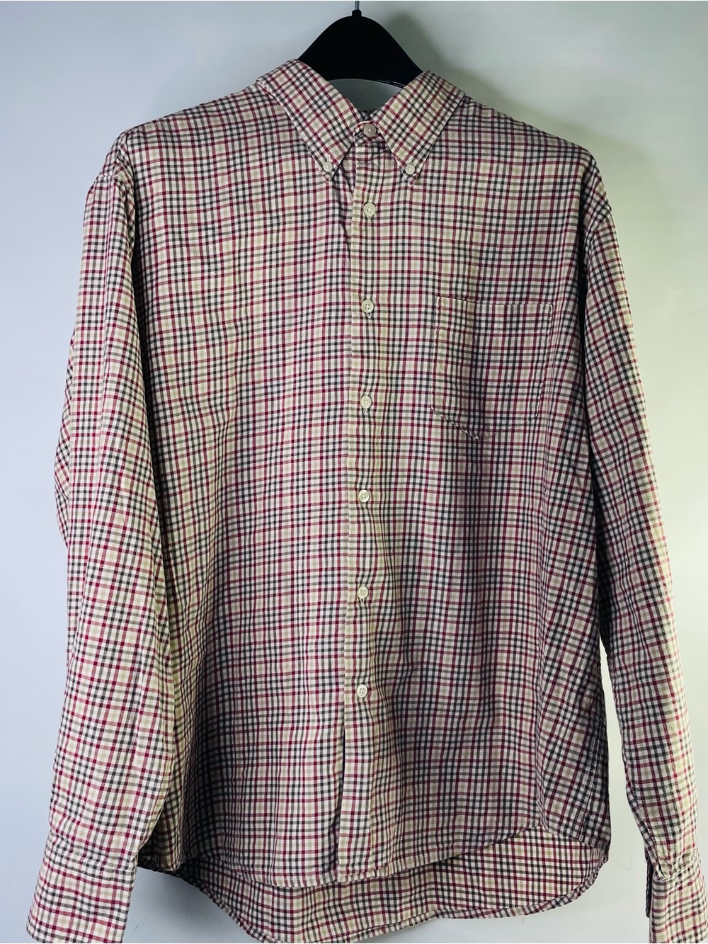 Dockers Men's Plaid Button-Down Shirt in Red and White